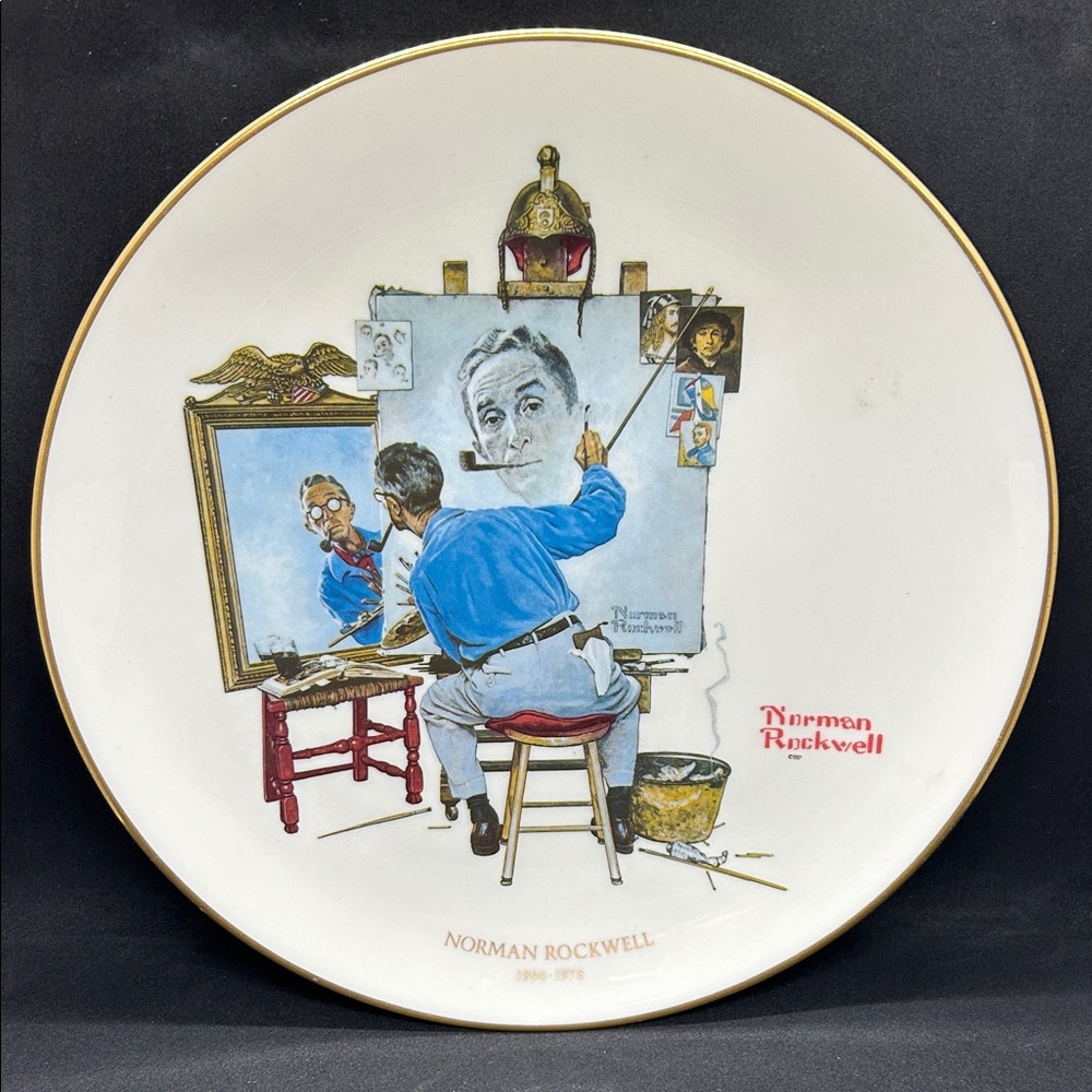Norman Rockwell Artist at Work Plate with Blue and Red Details 10.75” inch. - Picture 1 of 7